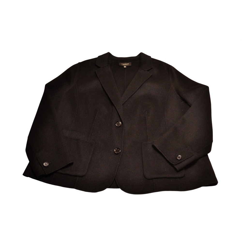 Talbots Woman Petites Black Wool Blend Two Button Blazer Jacket 18WP Soft Career - Picture 5 of 6
